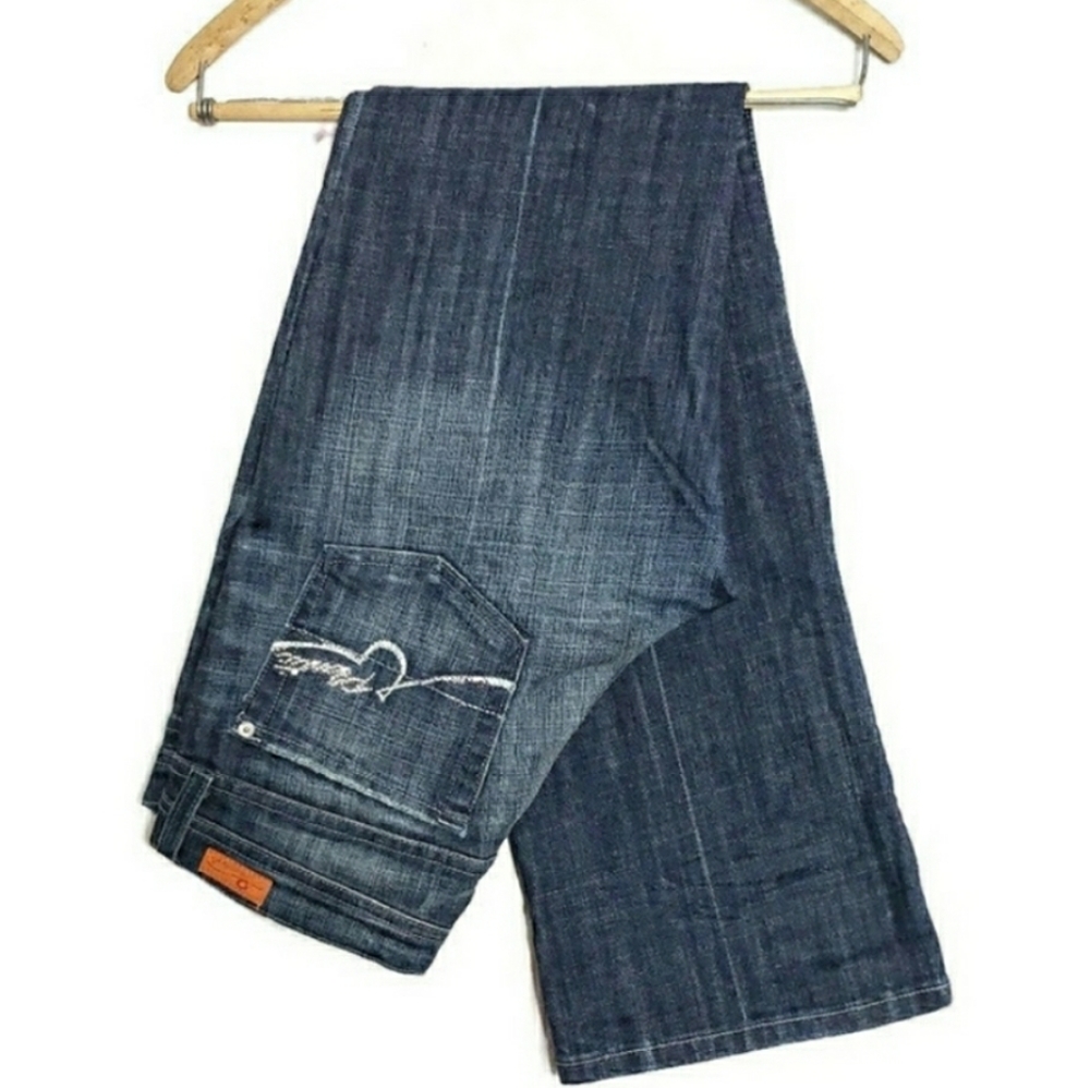 Bootcut Jeans denim 9 Embroidery Distresse…